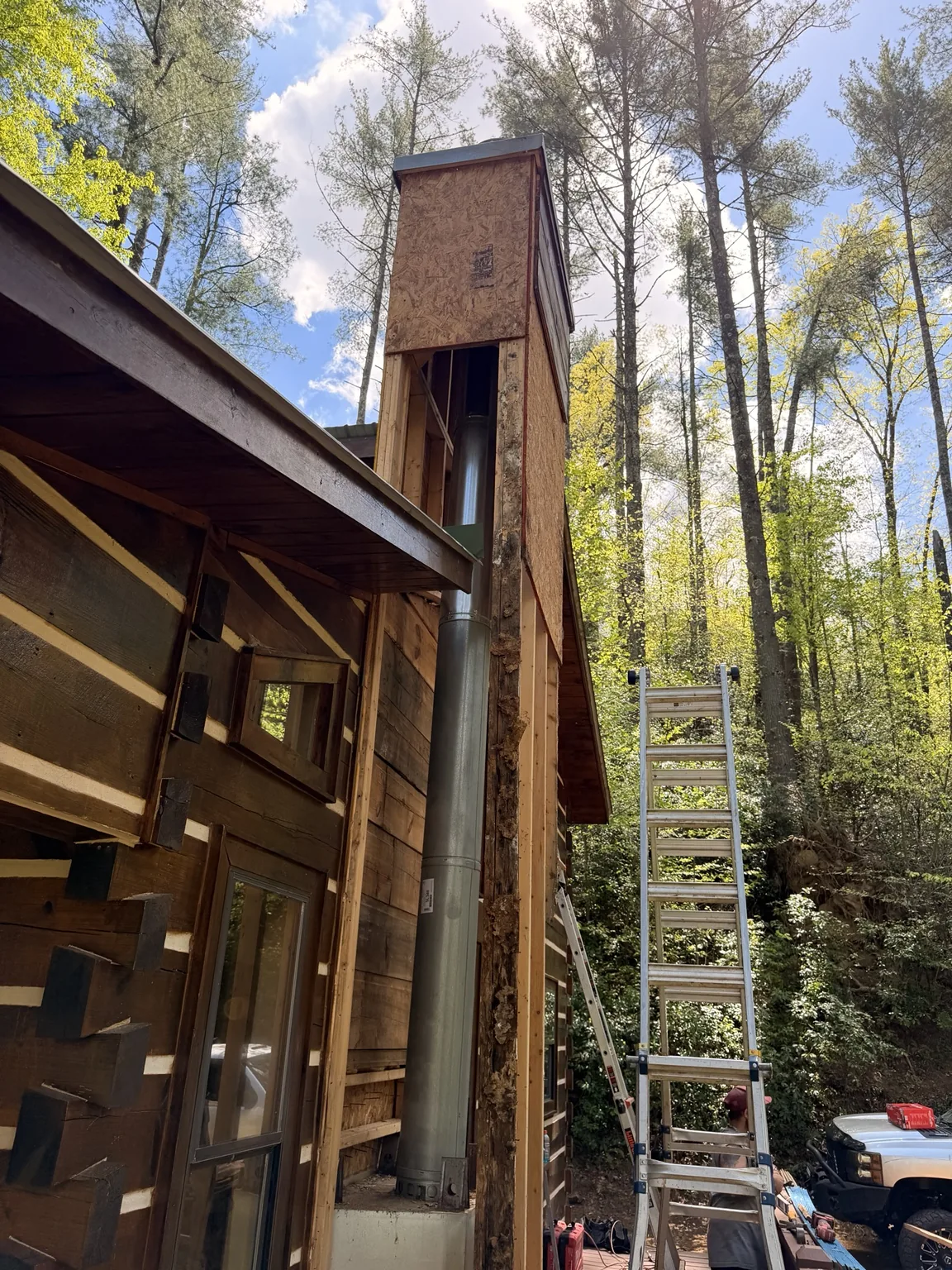 Chimney rebuild in progress