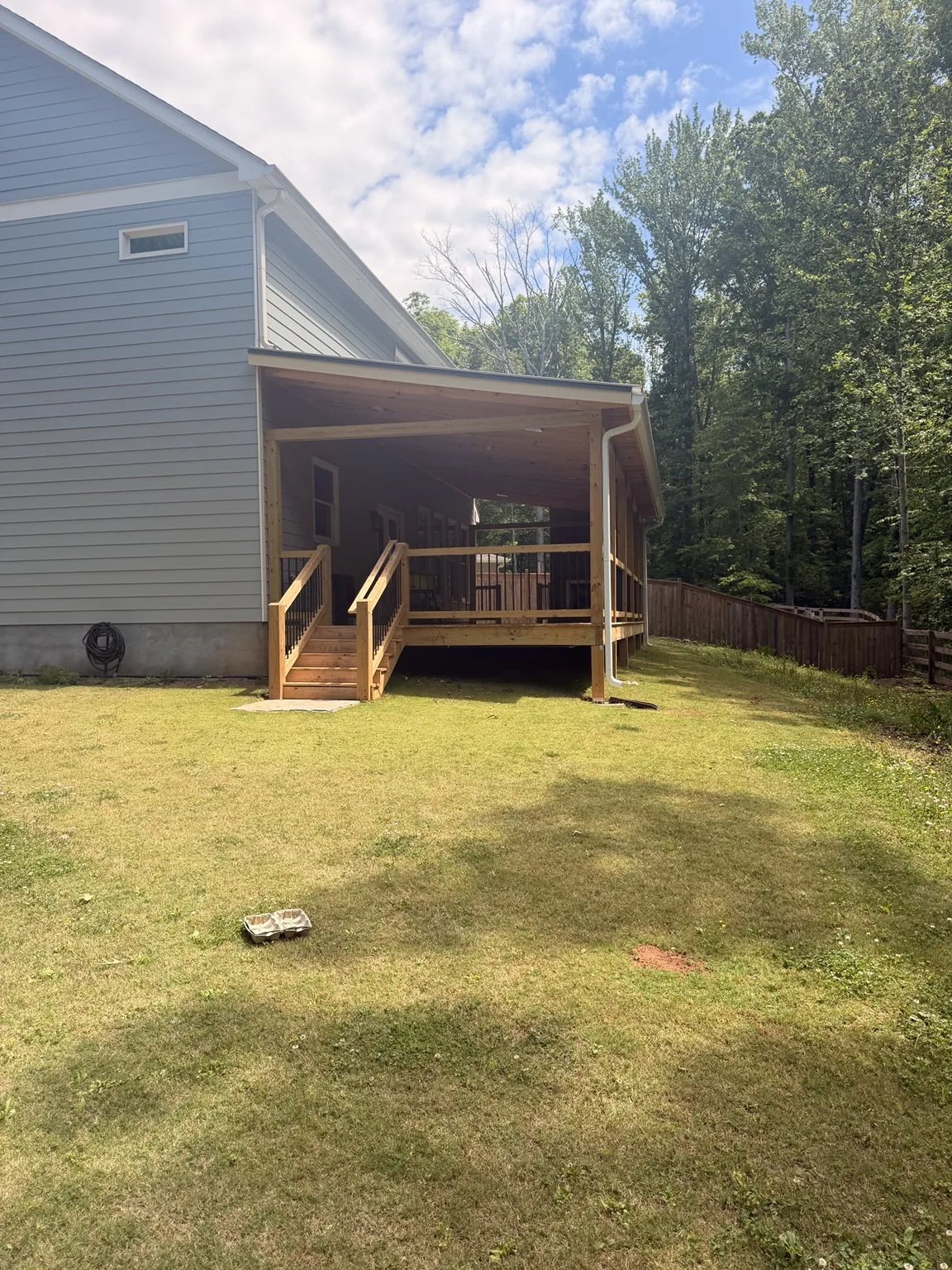 Covered porch from backyard
