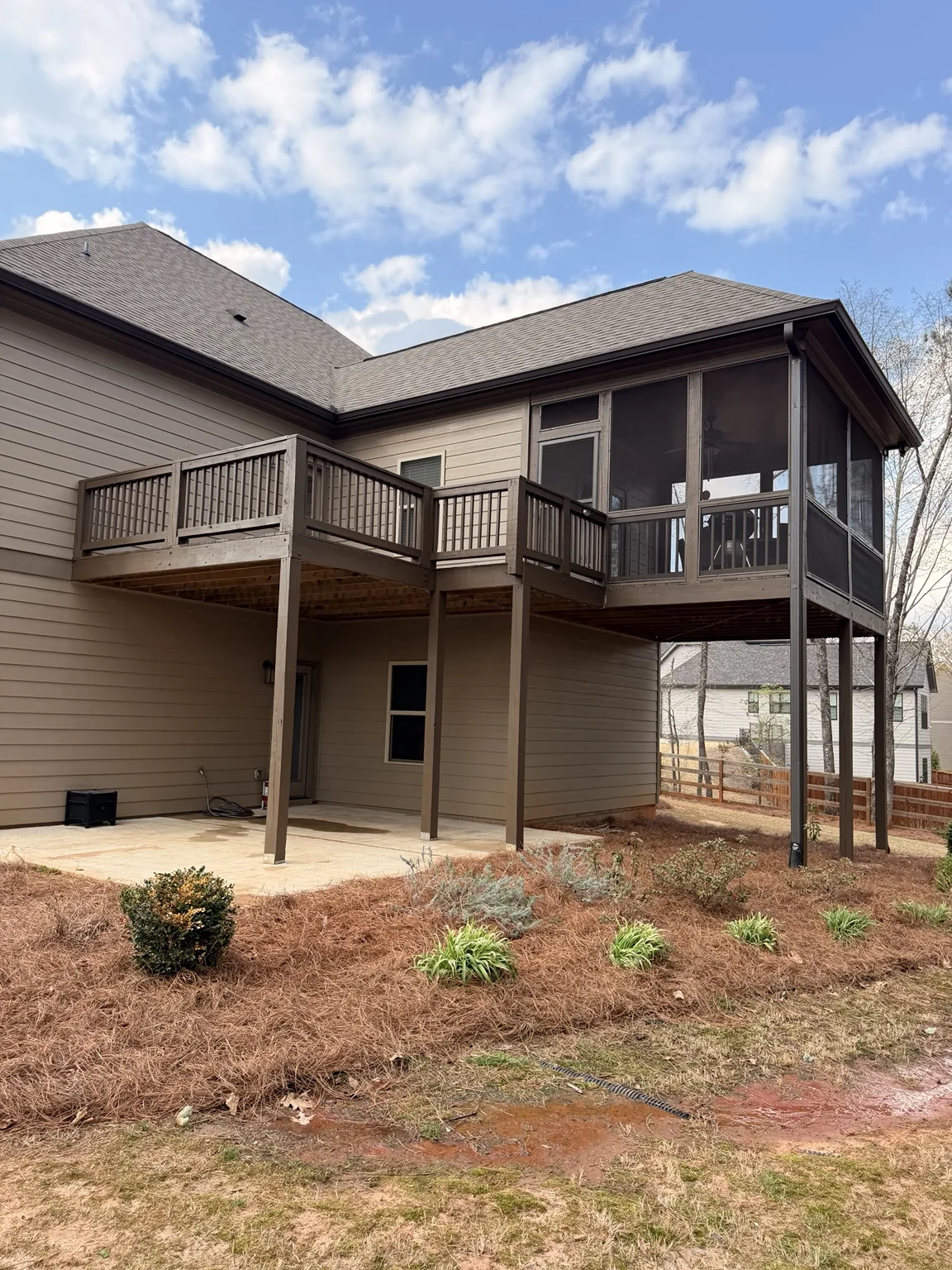 Custom deck and screened porch angle