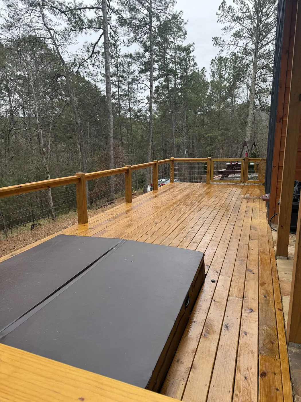 Finished deck boards and railing